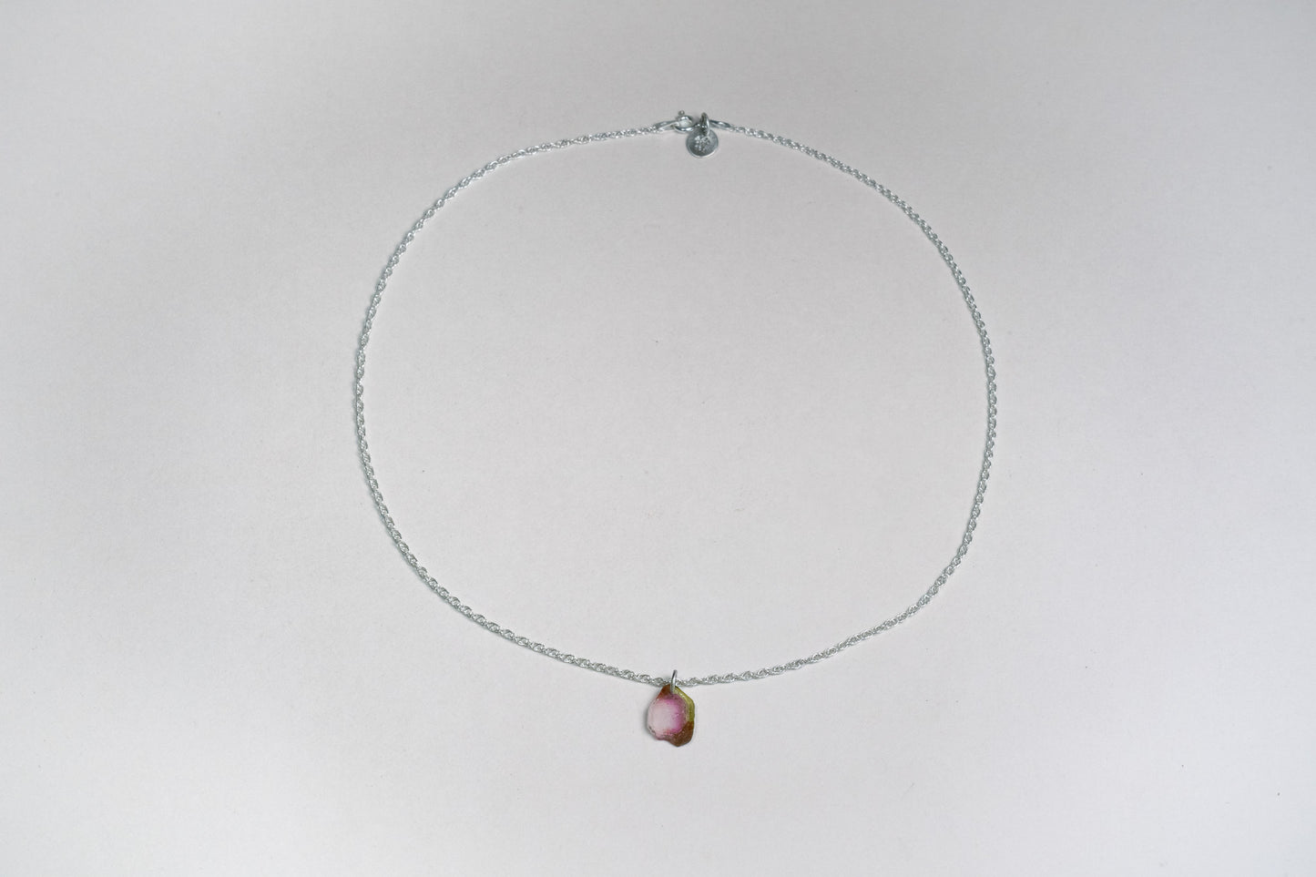Watermelon Tourmaline Slice Necklace