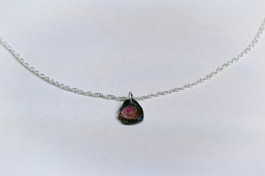 Ocean Blue Tourmaline Slice Necklace