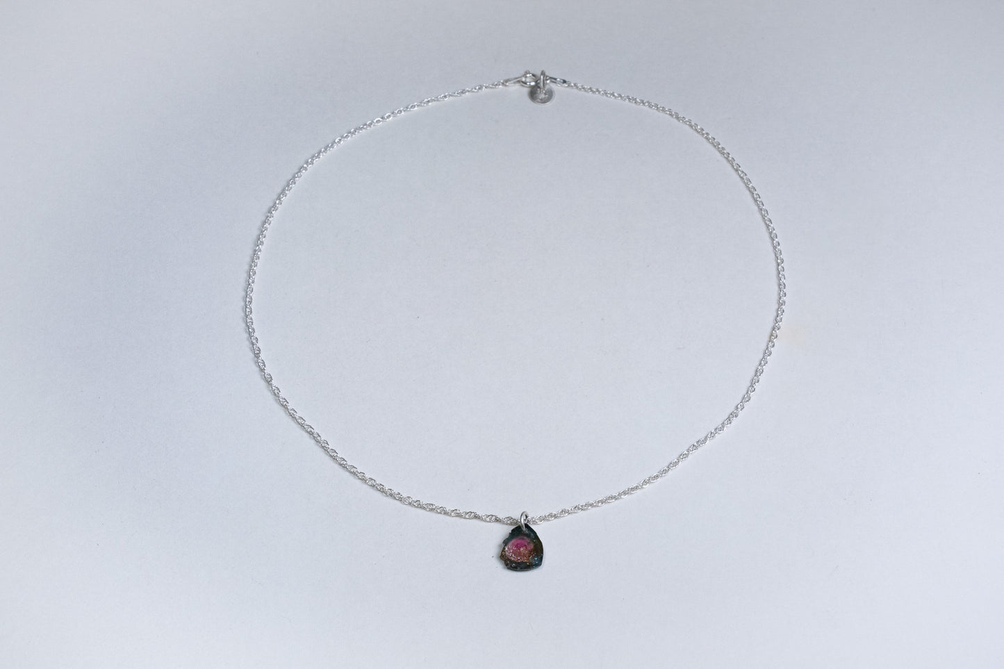 Ocean Blue Tourmaline Slice Necklace
