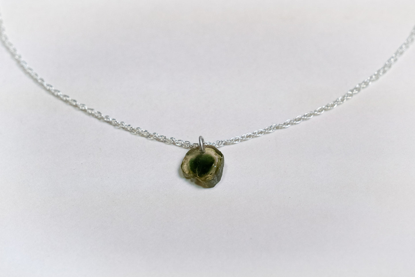 Green Tourmaline Slice Necklace