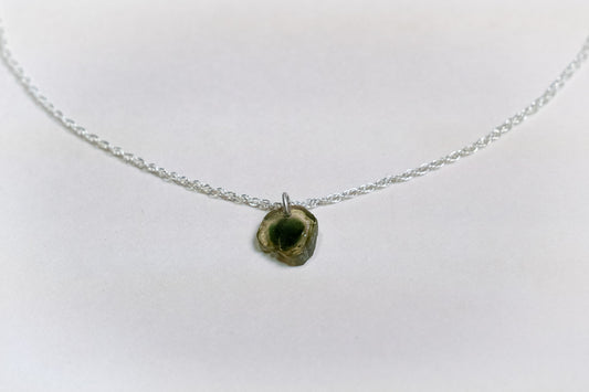 Green Tourmaline Slice Necklace