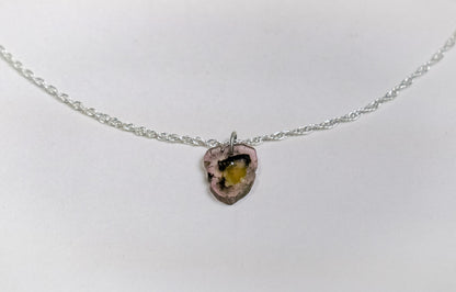 Pink and Black Tourmaline Slice Necklace