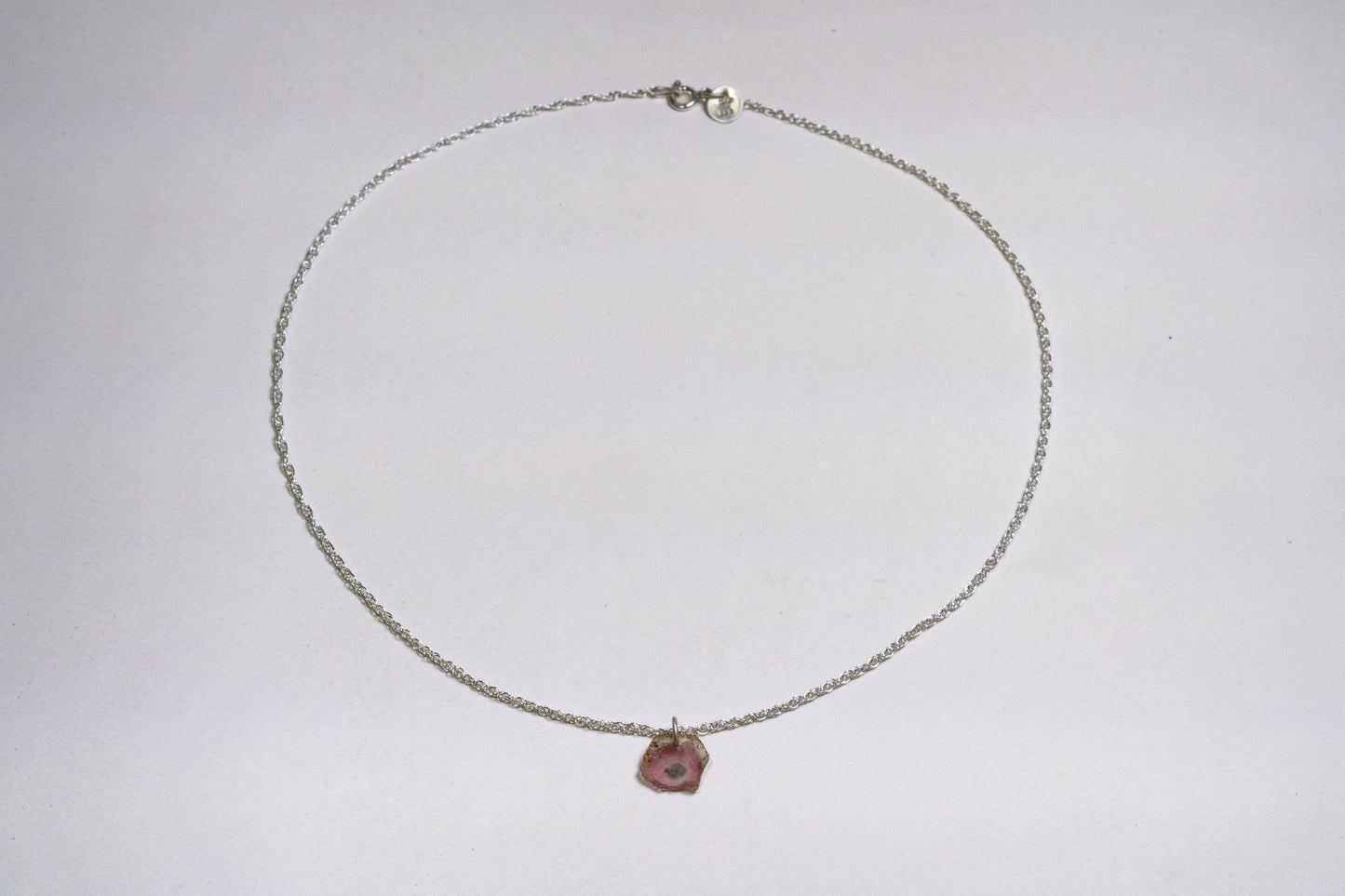 Pink and Blue Tourmaline Slice Necklace