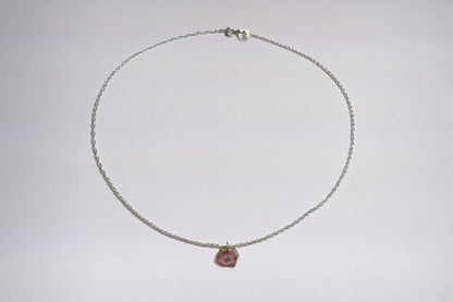 Pink and Blue Tourmaline Slice Necklace
