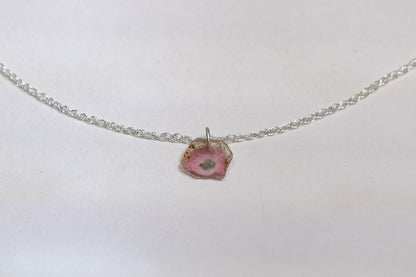 Pink and Blue Tourmaline Slice Necklace
