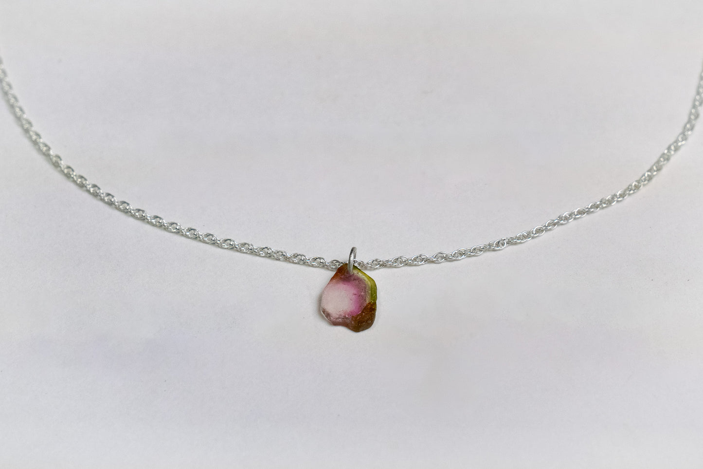 Watermelon Tourmaline Slice Necklace