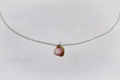 Watermelon Tourmaline Slice Necklace