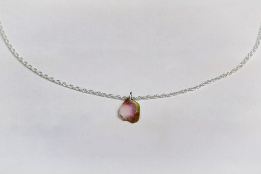 Watermelon Tourmaline Slice Necklace